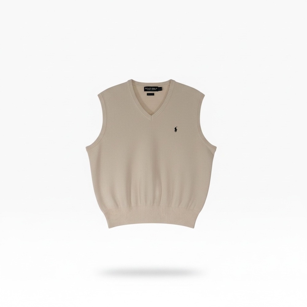 Polo Golf Ralph Lauren Mens XL Cream Cotton V-Neck Sweater Vest Off White